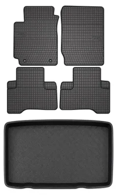 Image de Tapis en caoutchouc + bac de coffre pour Suzuki Grand Vitara II 2005-2014 (3 portes) – 5 pièces, noirs, sur mesure