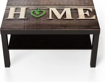Produktbild von DEQORI Couchtisch 90x55 cm Schwarz 'Buchstabendekor HOME' Glas Beistelltisch