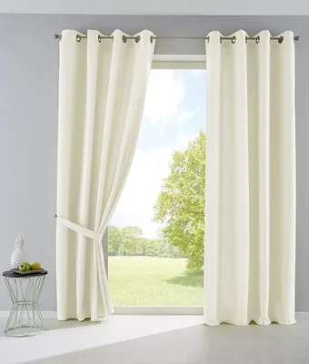 2er Set Vorhänge, blickdicht, 225x140 cm, creme, mit Ösen