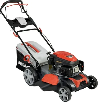 Image de Tondeuse à essence DEDRA DED8724Q-46L avec traction, LONCIN 2,9 kW, 46 cm, réglage centralisé de la hauteur, bac de ramassage 60 l