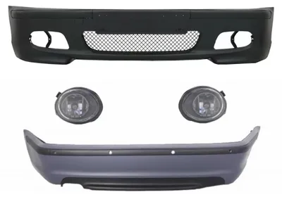 Imagen del producto de Kit de carrocería para BMW Serie 3 E46 Sedán, modelo 98-04, con parachoques, sensores de estacionamiento (PDC) y luces antiniebla, diseño M-Technik.