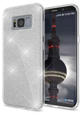 Zdjęcie produktu dla Etui na telefon Samsung Galaxy S8 Plus od NALIA, brokatowe silikonowe etui ochronne srebrne