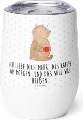 Produktbild von Mr. & Mrs. Panda Thermo Becher Bär Morgenkaffee - Weiß - Geschenk, kaffee tasse, für Freundin, Partner, Frauen, thermosbecher, Liebesgeschenk, glühweinbecher, Outdoor