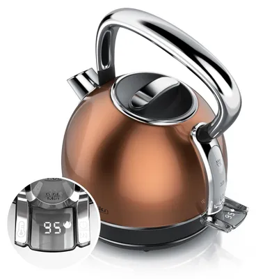 Image de Bouilloire Arendo avec réglage de la température, 1,7 l, 2200 W, acier inoxydable Retro Style Vintage, protection contre la surchauffe & la cuisson à sec, noir