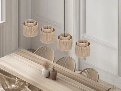 Produktbild von Skandinavische LED Boho Pendelleuchte 4-flammig Esszimmerlampe hängend, B: 115cm