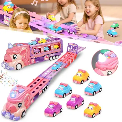 Produktbild von Autotransporter Spielzeug,LKW Spielzeug,Einhorn Geschenke für Kinderspielzeug
