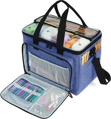 Immagine prodotto di Borsa da lavoro per filati e tessuti a trama larga con scomparto per accessori (accessori non inclusi)