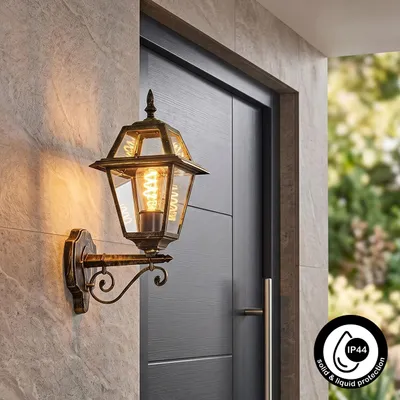 Produktbild von Belluno Außenwandlampe aus Metall/Glas in Schwarz/Gold/Klar