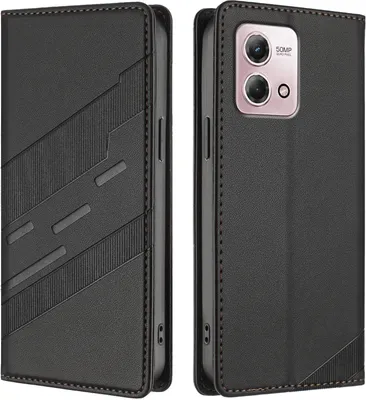 Produktbild von Hülle für Motorola Moto G Stylus 4G 2023, Kunstleder Brieftaschen Handyhülle mit Kartenfach und Standfunktion Schwarz