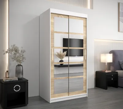 Zdjęcie produktu dla MINIO szafa 100 cm ROMA 2 biały / dąb sonoma
