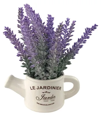 Produktbild von G.blümt Künstlicher Lavendel im Topf Gießkanne wie echt, Kleine Kunstpflanze Tischdeko Zimmerpflanze, Realistische Kunstblumen
