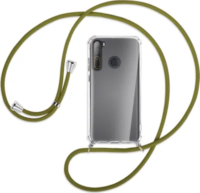 Produktbild von Handykette Backcover-Schutzhülle mit Band (Metall silberfarben) für HTC Desire 20 Pro - khaki