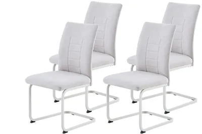Produktbild von Hela Tische, 4er SET Esszimmerstuhl Augusta, Webstoff Chenille Beige, XL Sitzbreite, NOSAG Feder Polsterung, Gestell in STOFFFARBE, 140kg belastbar