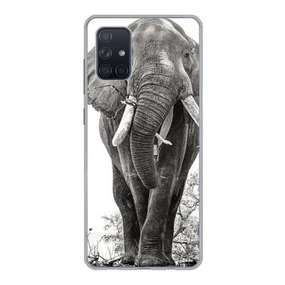 Produktbild von MuchoWow® Handyhülle Schutzhülle Hülle für Samsung Galaxy A51 Elefant - Porträt - Tiere - Schwarz und weiß Silikon Softcase Handy Hülle - Schutzabdeckung