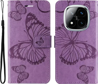 Produktbild von Xiaomi Redmi Note 14 Pro 5G / Pro+ / Poco X7 Hülle - Coverup Schmetterlinge Klapphülle - Lila