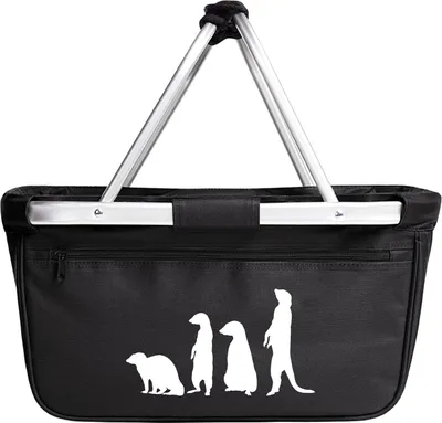 Produktbild von Huuraa Einkaufskorb Erdmännchen Silhouette 20 Liter Black faltbarer Tragekorb Geschenkidee