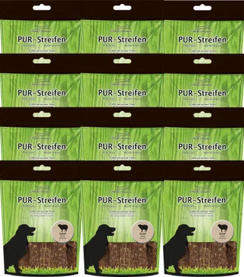 Produktbild von 12 x 100 g - Schecker PUR Streifen Schaf - Kausnack von einer Tierart - getreidefrei