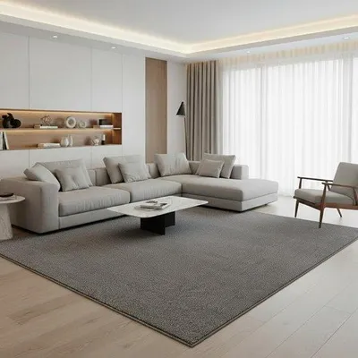 Produktbild von Unyqoos® Hellgrauer Kurzflor-Teppich 120×170 cm, 100% Polypropylen, Filzrücken – vielseitig für Wohnzimmer, Schlafzimmer & Büro