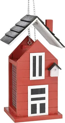 Produktbild von HI Vogel-Futterhaus zum Aufhängen Hausförmig 14x12x22 cm Rot und Weiß