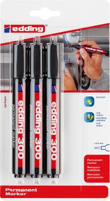 Produktbild von Edding Permanentmarker 300 3er-Blister schwarz