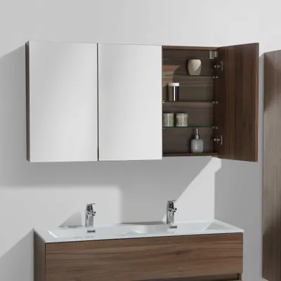 Produktbild von Spiegelschrank Bad 120 cm montiert Nussbaum SIENA