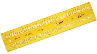 Produktbild von Aristo Schriftschablone gerade 5 mm ISO 3098-1/DIN 6776 H-Profil, Typ B
