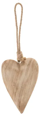 Produktbild von Holzherz Herz Kordel Hängedeko aus Holz weiß 10x2x15-30 cm