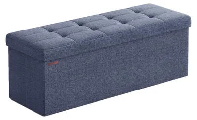 Image de Pouf de rangement LSF077Q01V2, 110 x 38 x 38 cm, capacité de charge 300 kg, bleu denim - N