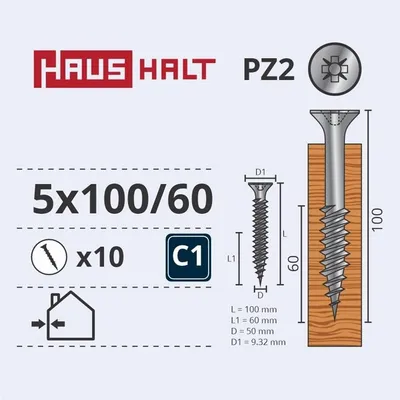 Image de Spanplattenschraube 5,0X100/60 Weiss Zp10Pcsg2