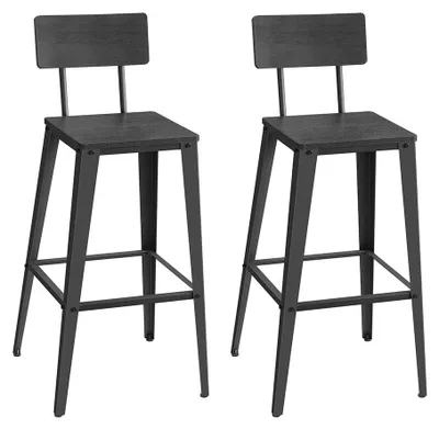 Produktbild von 2er-Set Barhocker mit Rückenlehne – bequeme Hochstühle