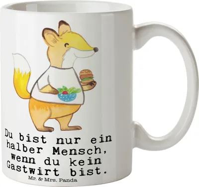 Produktbild von Mr. & Mrs. Panda Becher Gastwirt Herz - Weiß - Geschenk, schöne tasse, Rum, Bar, Kaffeetasse, Kaffeebecher, Kneipe, Gaststätte, Pott