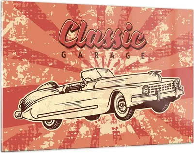Produktbild von Bilder auf glas - Auto klassisch - 120x80cm - Glasbilder - Wandbilder - Kunstdruck - zum Aufhängen bereit - Wanddekoration aus Glas - Glas Bilder - Wandbild auf Glas - Einteilig - GAA120x80-4090