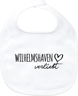 Produktbild von Huuraa Baby Lätzchen Wilhelmshaven verliebt White Klettverschluss  Baumwolle Latz Geschenkidee