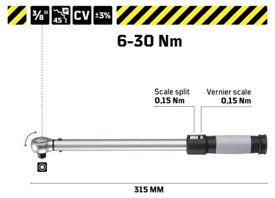 Produktbild von 3/8" Automatischer Drehmomentschlüssel 6-30 NM