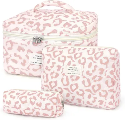 Produktbild von Kulturtasche Set S/M/L, 3-teilig, rosa, Baumwolle, für Reisen