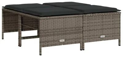 Produktbild von vidaXL Gartenhocker mit Kissen 4 Stk. Grau Poly Rattan