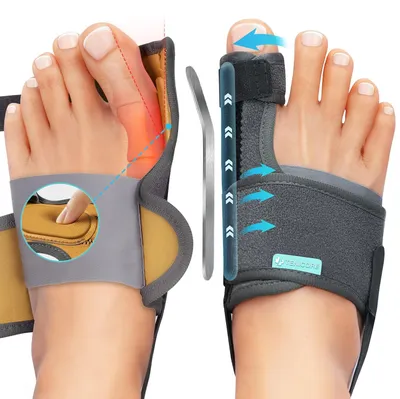 Obrázek produktu pro Korekční pomůcka na palec (hallux valgus), 1 pár, ortéza se silikonovými podložkami, 2 úhly, pro každodenní použití