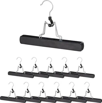 Immagine prodotto di Appendiabiti neri, set da 12 pezzi con ganci girevoli in legno, 17x25 cm