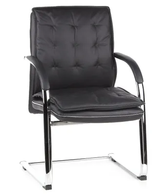 Produktbild von hjh OFFICE Freischwinger mit Armlehnen VILLA V Leder Stuhl für Büro Zuhause, Besucherstuhl Schwingstuhl bis 110 kg belastbar