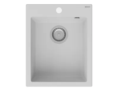 Produktbild von GRANMASTER Ivo Spülbecken Küche - mit 1 Becken - Granitspüle mit Siphon Waschbecken Küche - Einbauspüle Arbeitsplatte Küchenspüle Spüle Weiß