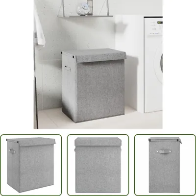 Produktbild von The Living Store Faltbarer Wäschekorb Grau 51x34,5x59 cm Leinenimitat Stoff