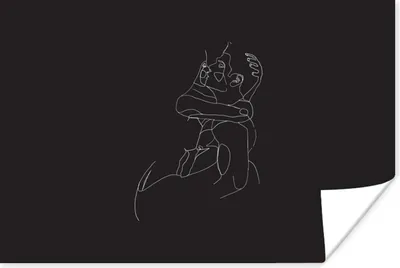 Produktbild von MuchoWow® Poster Strichzeichnung - Schwarz - Weiß - Paar 90x60 cm - Schlafzimmer