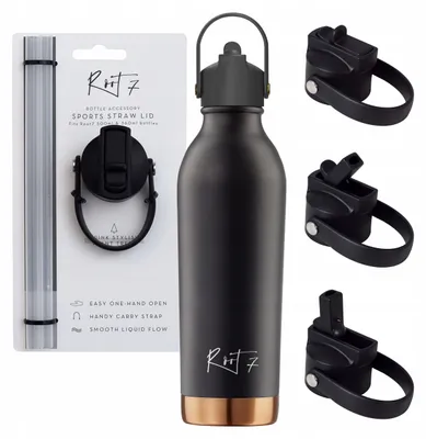 Produktbild von ROOT7 Edelstahl-Thermosflasche mit Strohhalm 500ml Schwarz