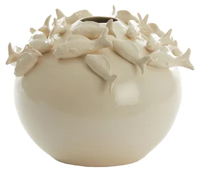 Image de Vase en céramique FISH Light & Living en crème – Ø41,5x32 cm
