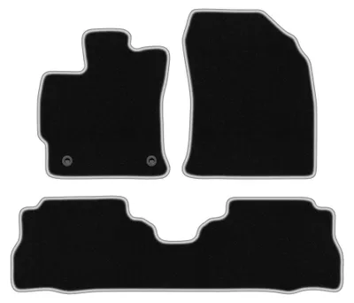 Image de Tapis de sol en moquette pour Toyota Prius III Plus 2011-2015 (à hayon) – jeu 4 pièces, noir/argent, sur mesure – Wielganizator CARLUX