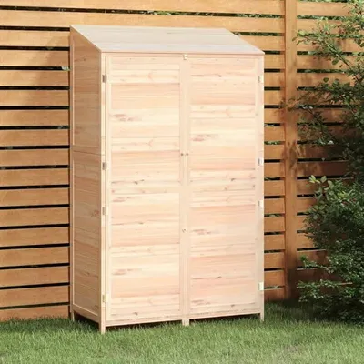 Produktbild von Geräteschuppen aus massivem Tannenholz 102 x 52 x 174,5 cm, Gartenhaus für Aufbewahrung von Werkzeug, Rasenmäher, Fahrrad, Mülltonne, wetterfest für Außenbereich und Terrasse