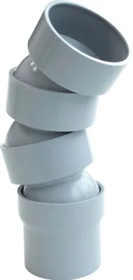 Produktbild von INEFA Flexibler Regenrohrbogen, PVC DN50 / 50mm 45-67 Grad, 3 Bogenstücke Grau Dachrinnenzubehör, einfache Steckmontage,  Germany