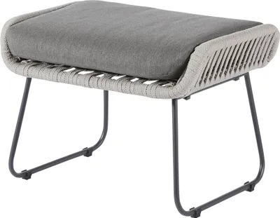 Produktbild von Diamond Garden Fußhocker NAXOS, Edelstahl Dunkelgrau / Rope Hellgrau / Sunproof (100 % Polypropylen)