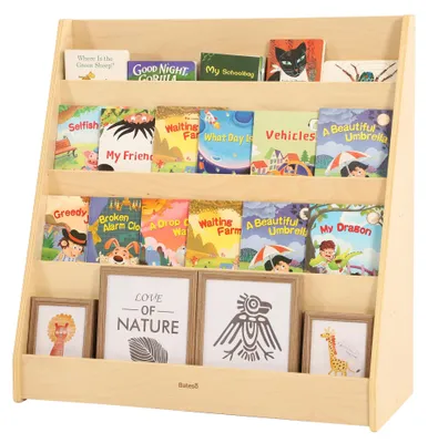 Mobiler Bücherschrank, Holz, 4 Regale, Natur, 89,5 cm