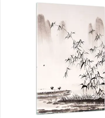 Produktbild von Bilder auf glas - Einteilig - Bambus schwarz China - 80x120cm - Glasbilder - Wandbilder - Bilder - zum Aufhängen bereit - Wanddekoration aus Glas - Glas Bilder - Wandbild auf Glas - GPA80x120-3116